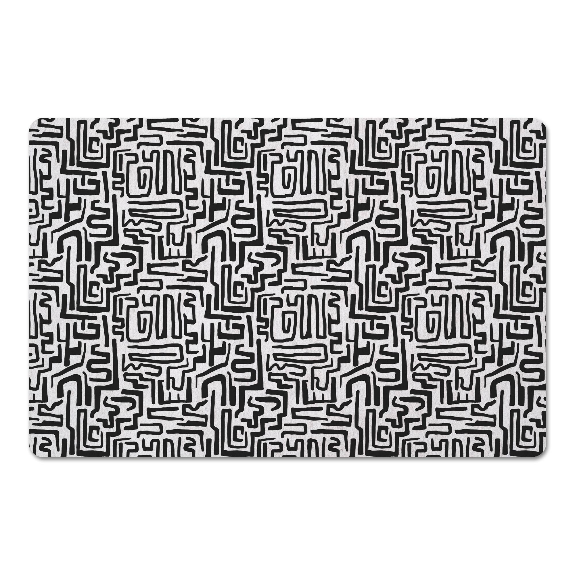 Black Maze Lines 27" x 18" Floor Mat